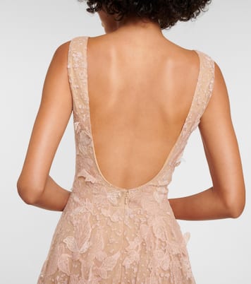 Abito lungo in tulle con applicazioni | Costarellos