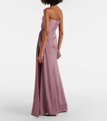 Robe longue bustier en satin | Alex Perry