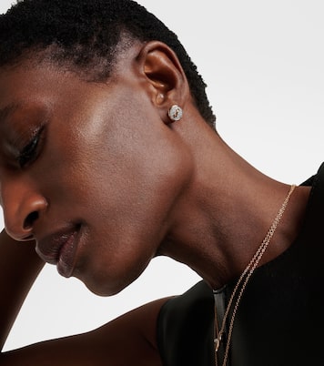 Boucles d'oreilles Pom Pom Dot en rhodium plaqué or rose 18 ct et diamants | Pomellato