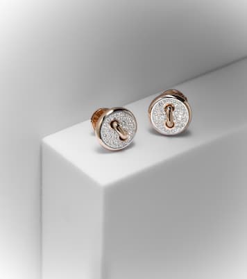 Boucles d'oreilles Pom Pom Dot en rhodium plaqué or rose 18 ct et diamants | Pomellato