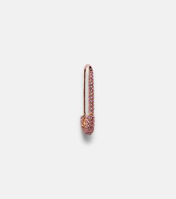 Safety Pin 18kt rose gold single earring with sapphires | Anita Ko