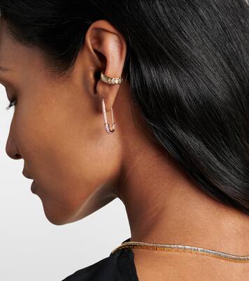 Safety Pin 18kt rose gold single earring with sapphires | Anita Ko