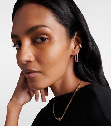 Safety Pin 18kt rose gold single earring with sapphires | Anita Ko