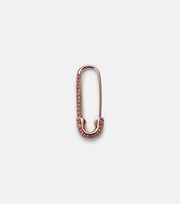 Safety Pin 18kt rose gold single earring with sapphires | Anita Ko