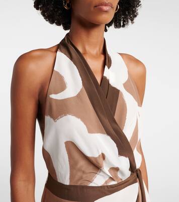 Robe portefeuille Portia imprimée en satin de soie | SIR