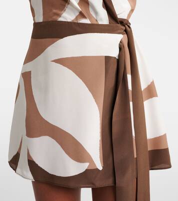 Robe portefeuille Portia imprimée en satin de soie | SIR