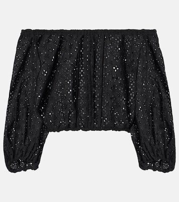 Off-shoulder cotton crop top | Poupette St Barth