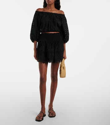 Off-shoulder cotton crop top | Poupette St Barth