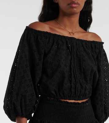 Off-shoulder cotton crop top | Poupette St Barth