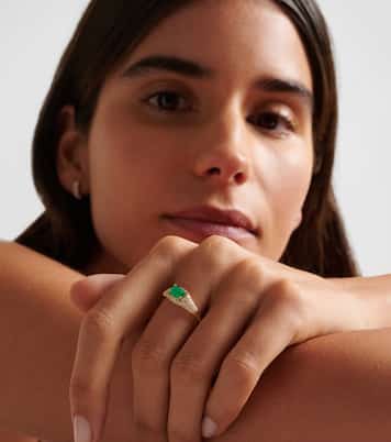 Anillo de oro de 14 ct con diamantes y esmeralda | Stone and Strand