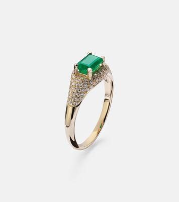 Anillo de oro de 14 ct con diamantes y esmeralda | Stone and Strand
