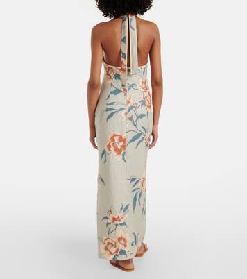 Abito lungo in lino con stampa floreale | SIR