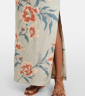 Abito lungo in lino con stampa floreale | SIR