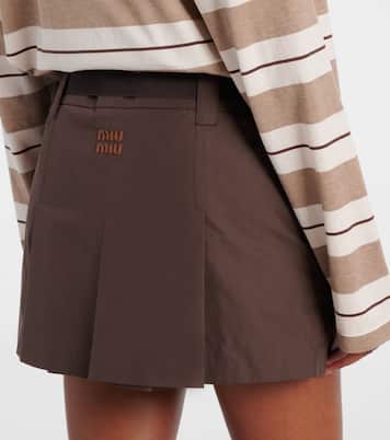 Logo cotton-blend miniskirt | Miu Miu