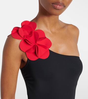 Tess floral-appliqué one-shoulder swimsuit | Karla Colletto