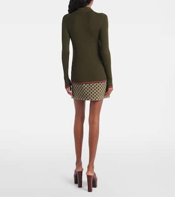 Web Stripe cashmere and silk polo sweater | Gucci