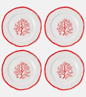 Coral set of 4 ceramic dinner plates | Les-Ottomans