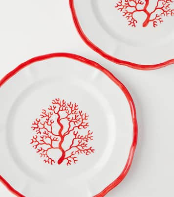Coral set of 4 ceramic dinner plates | Les-Ottomans
