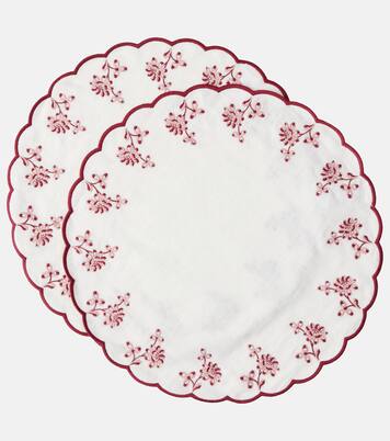 Set de 2 manteles Botanica de lino bordados | Cabana