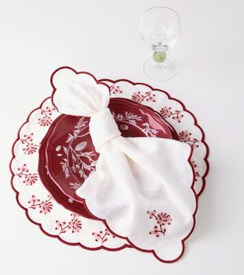 Set de 2 manteles Botanica de lino bordados | Cabana