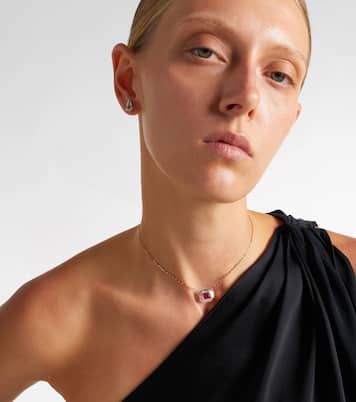 Halskette Halo Mini aus 18kt Roségold (750/1000) mit Diamanten und Rubinen | Shay Jewelry