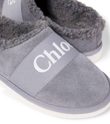 Slippers aus Veloursleder | Chloé Kids