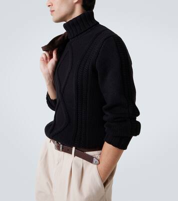 Dolcevita in cashmere a trecce | Brunello Cucinelli