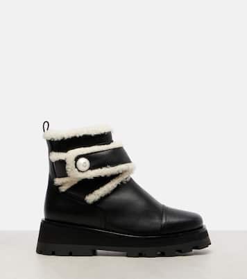 Ankle Boots Meena aus Leder mit Shearling | Jimmy Choo