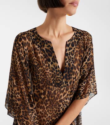 Erica leopard-print semi-sheer silk kaftan | Nili Lotan