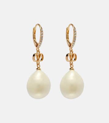 VLogo faux pearl drop earrings | Valentino