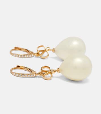 VLogo faux pearl drop earrings | Valentino