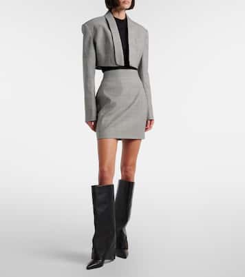 Houndstooth cropped wool-blend blazer | Balmain