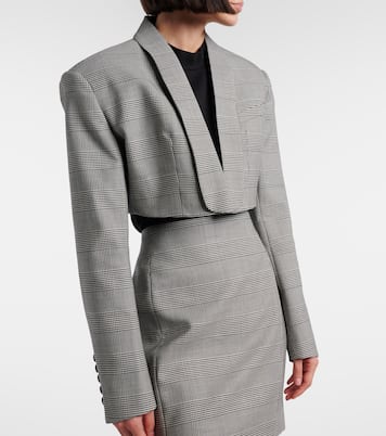 Houndstooth cropped wool-blend blazer | Balmain