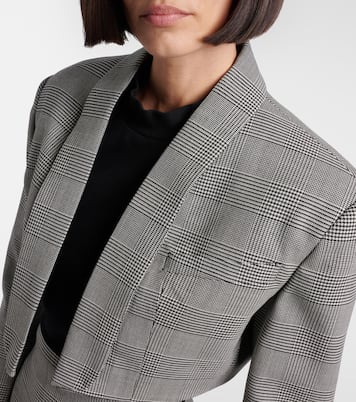 Houndstooth cropped wool-blend blazer | Balmain