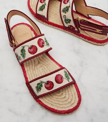 Espadrille-Sandalen mit Leder | Valentino Garavani