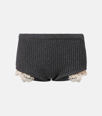 Shorts aus Kaschmir mit Häkelstrick | Magda Butrym