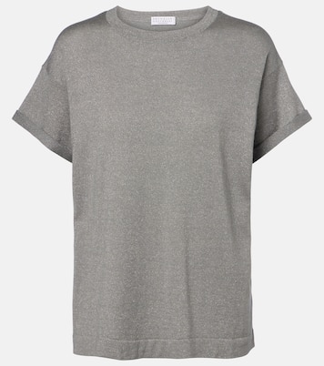 T-shirt in misto cashmere e seta | Brunello Cucinelli