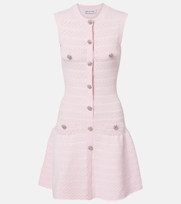 Vestido corto de pointelle adornado | Self-Portrait