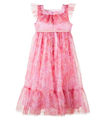 Bow-detail floral ruffled tulle dress | Petite Amalie  