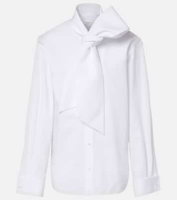 Tie-neck cotton poplin blouse | Saint Laurent