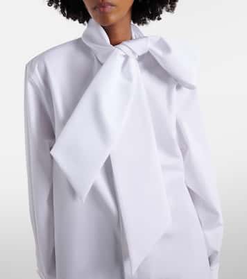 Tie-neck cotton poplin blouse | Saint Laurent