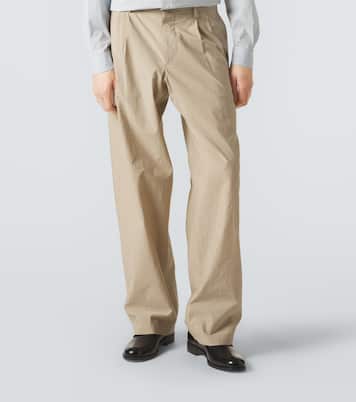 Archivio pleated cotton-blend straight pants | Giorgio Armani