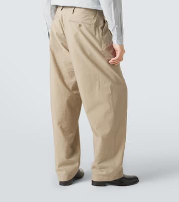 Archivio pleated cotton-blend straight pants | Giorgio Armani