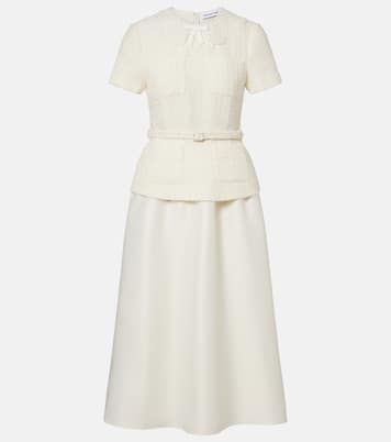 拼接圈圈呢与塔夫绸中长连衣裙 | Self-Portrait