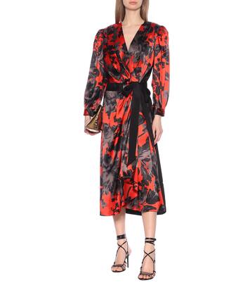 Robe portefeuille imprimée en satin de soie | Dries Van Noten