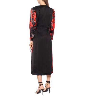 Robe portefeuille imprimée en satin de soie | Dries Van Noten