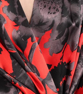 Robe portefeuille imprimée en satin de soie | Dries Van Noten