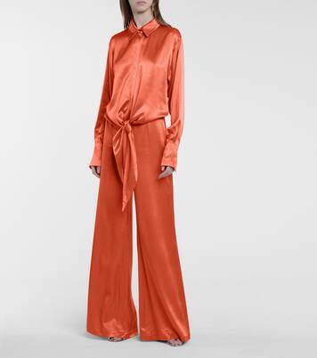 Pantalon ample Lido à taille haute en satin | Galvan