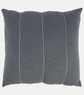 Embellished cotton cushion | Brunello Cucinelli