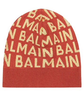 Logo wool-blend beanie | Balmain Kids